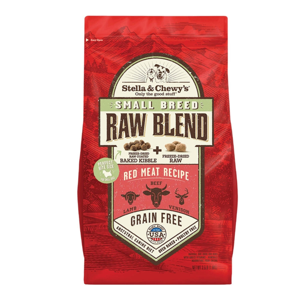 Stella & Chewys Dog Kibble - Raw Blend Red Meat Small Breed Recipe 3.5Lbs