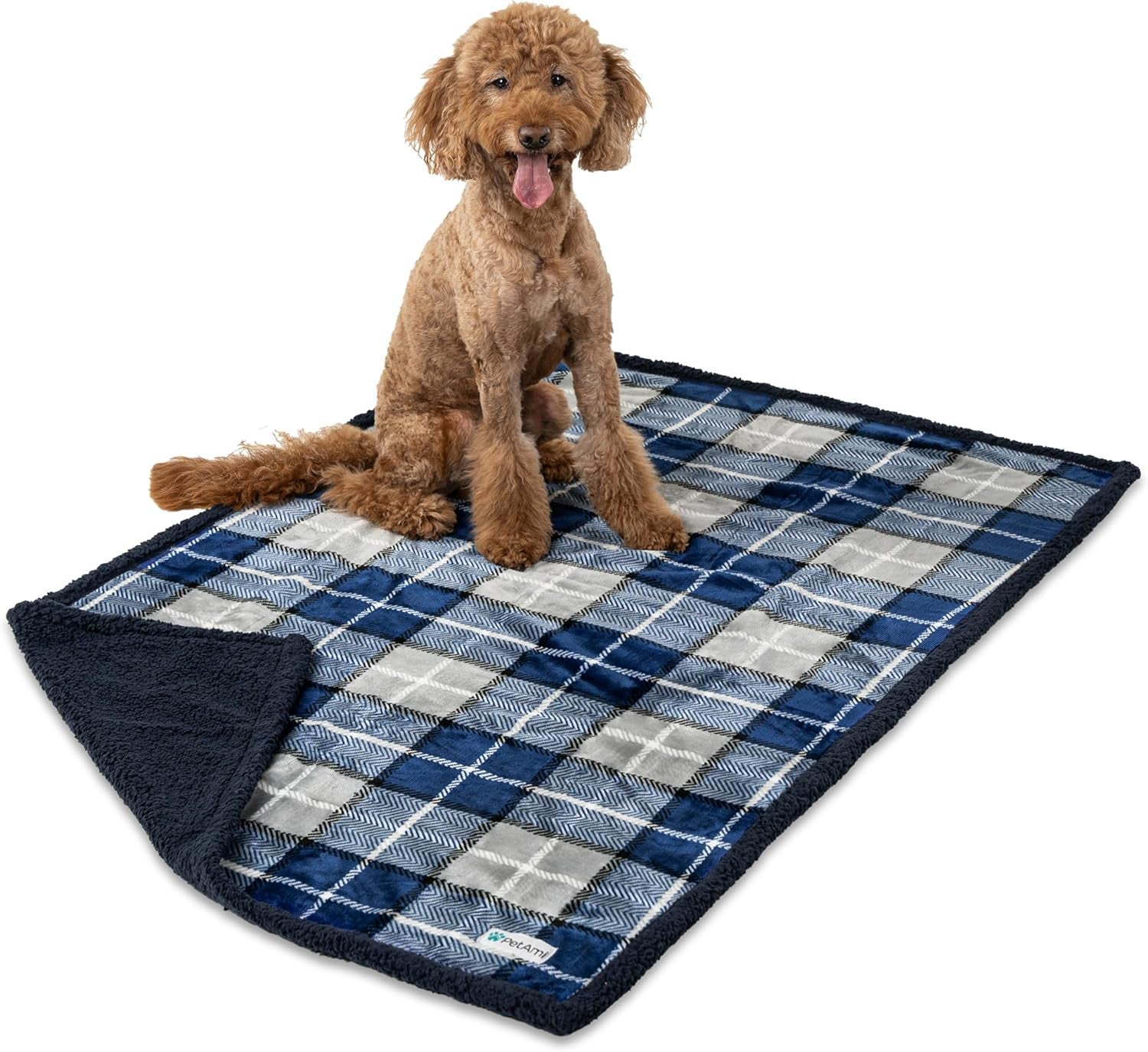 Waterproof Dog Blanket for Queen Bed Large XL Dog Throw for Couch Cover Leakproof Furniture Protection, Sherpa Fleece, Reversible Soft Washable 90X90 Light Gray
