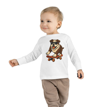 Skateboarding Dog Toddler Long Sleeve Tee