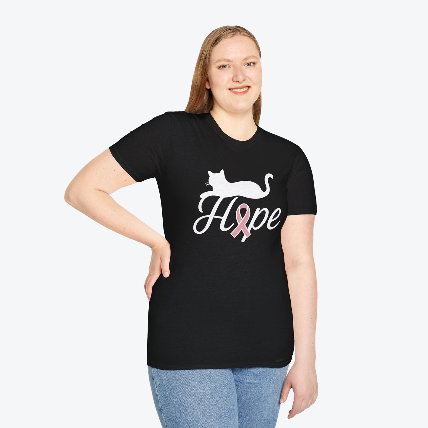 Hope Cat Breast Cancer Awareness T-Shirt