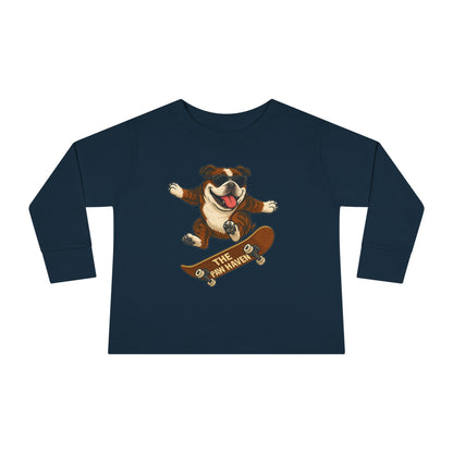 Skateboarding Dog Toddler Long Sleeve Tee
