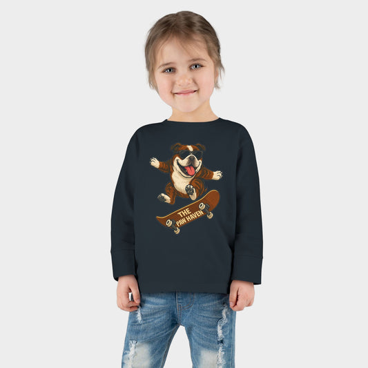 Skateboarding Dog Toddler Long Sleeve Tee