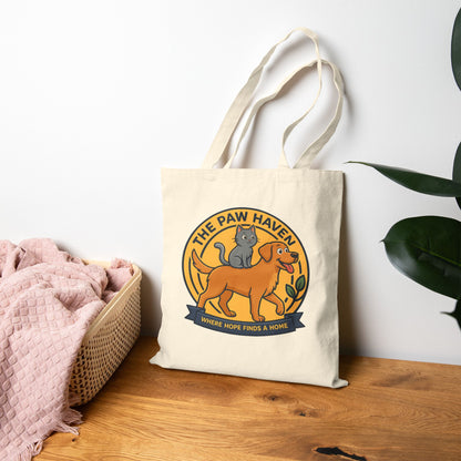 The Paw Haven Cotton Tote (Where hope finds a home)