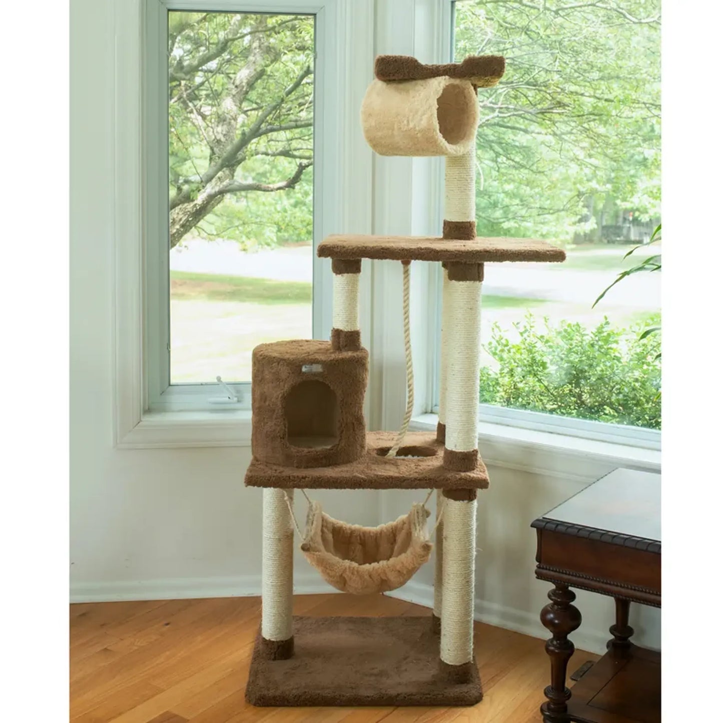 Real Wood Cat tree With Scratch posts, Hammock