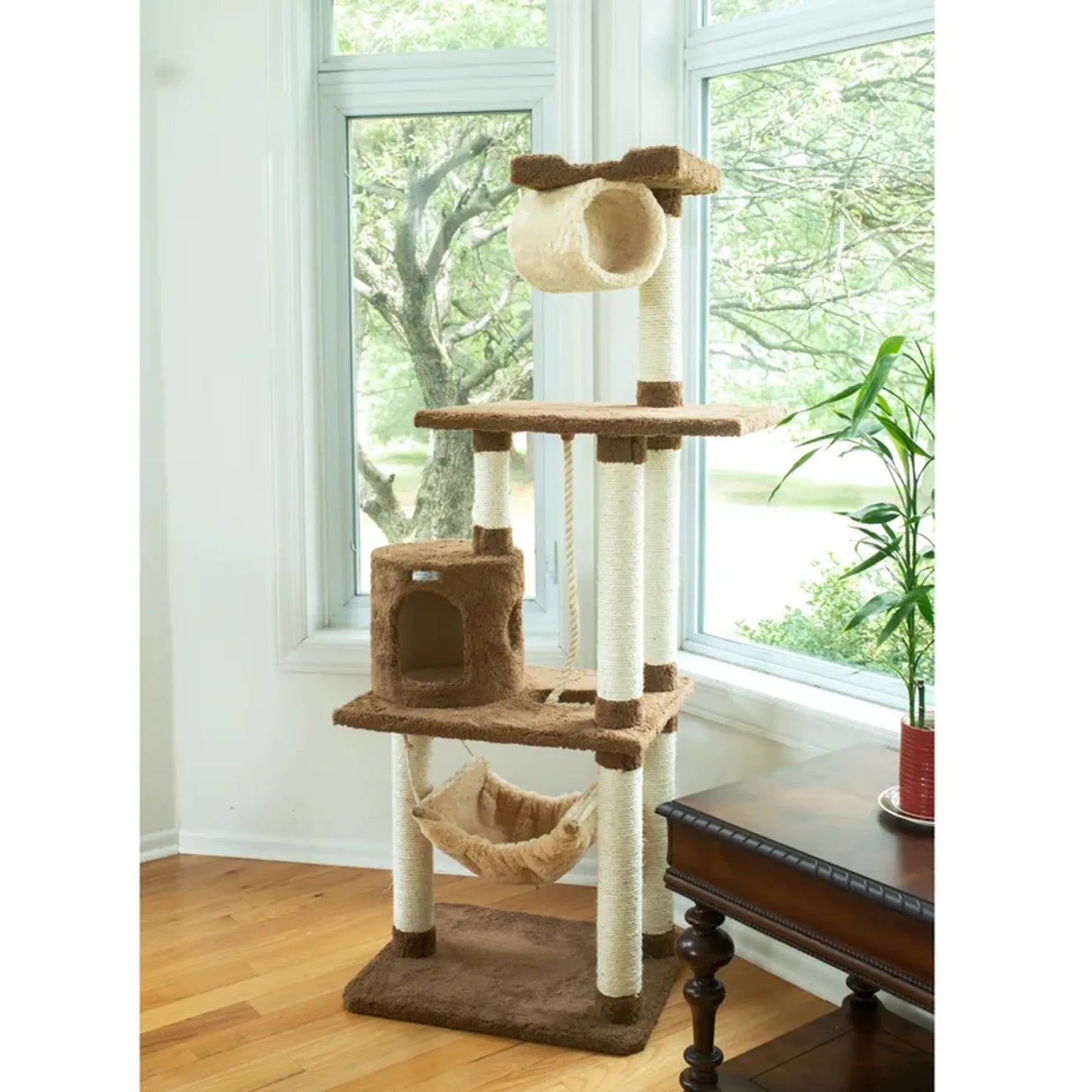 Real Wood Cat tree With Scratch posts, Hammock