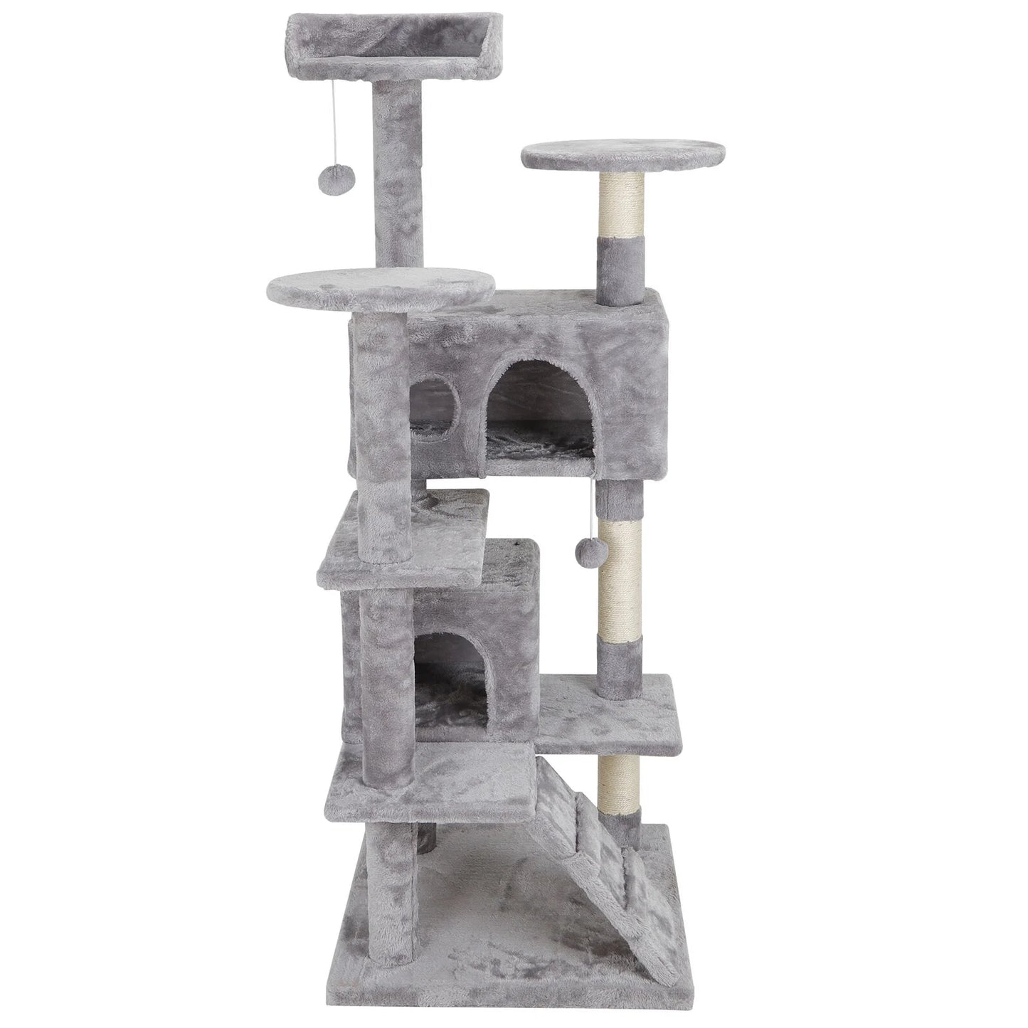 53" H Cat Tree Scratching Post Condo Tower Pet Kitty Playhouse W/ Cave & Ladders Indoor
