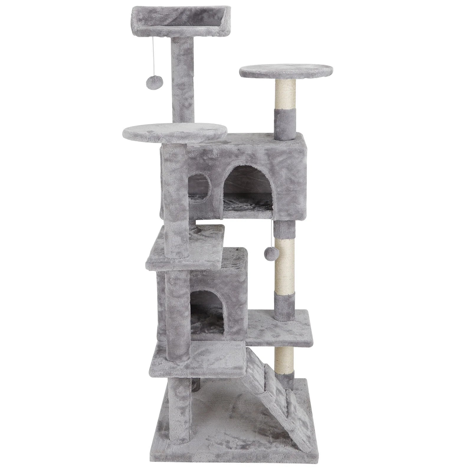 53" H Cat Tree Scratching Post Condo Tower Pet Kitty Playhouse W/ Cave & Ladders Indoor
