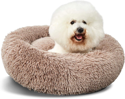 Washable round Bed for Large Dogs, Donut-Shaped Calming Cuddler for Medium Dogs, Comfy