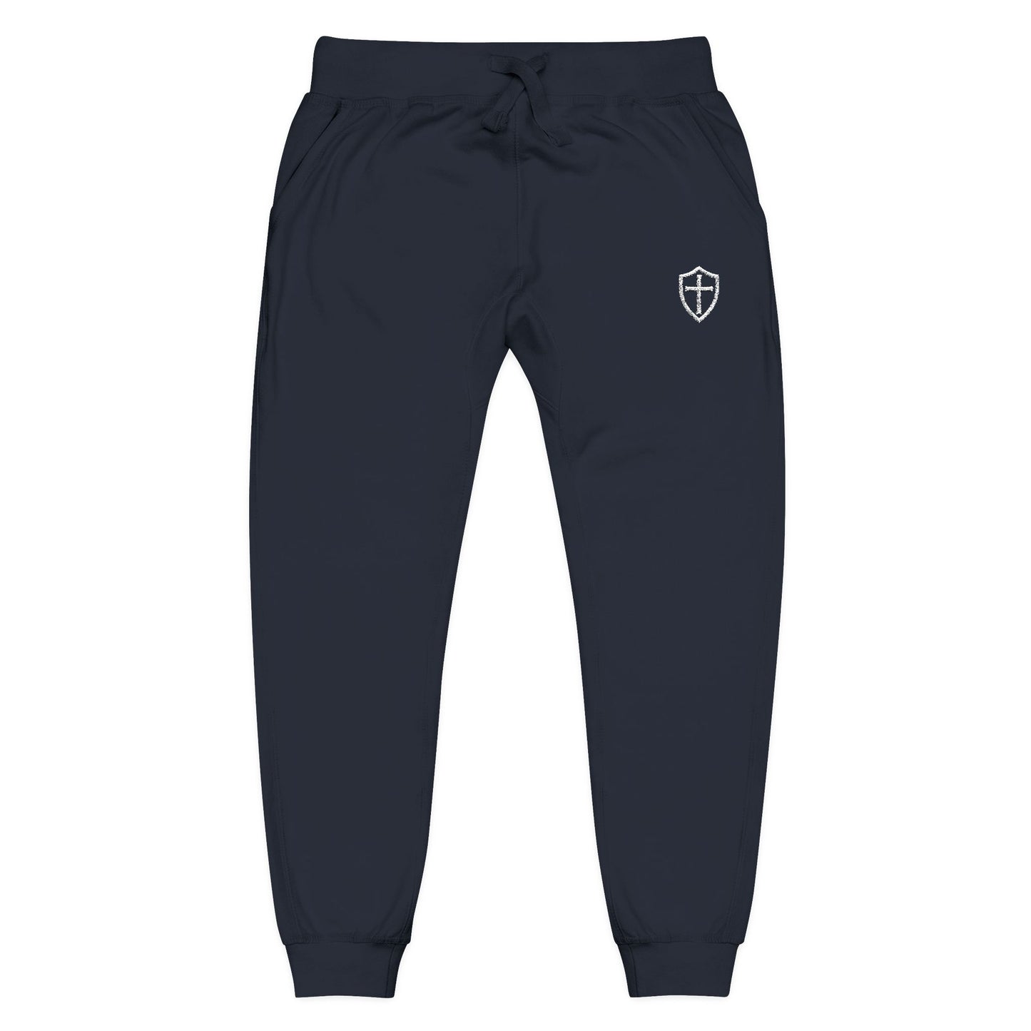 Cross Shield Fleece Sweatpants with Embroidered Design