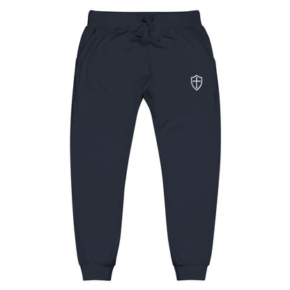 Cross Shield Fleece Sweatpants with Embroidered Design