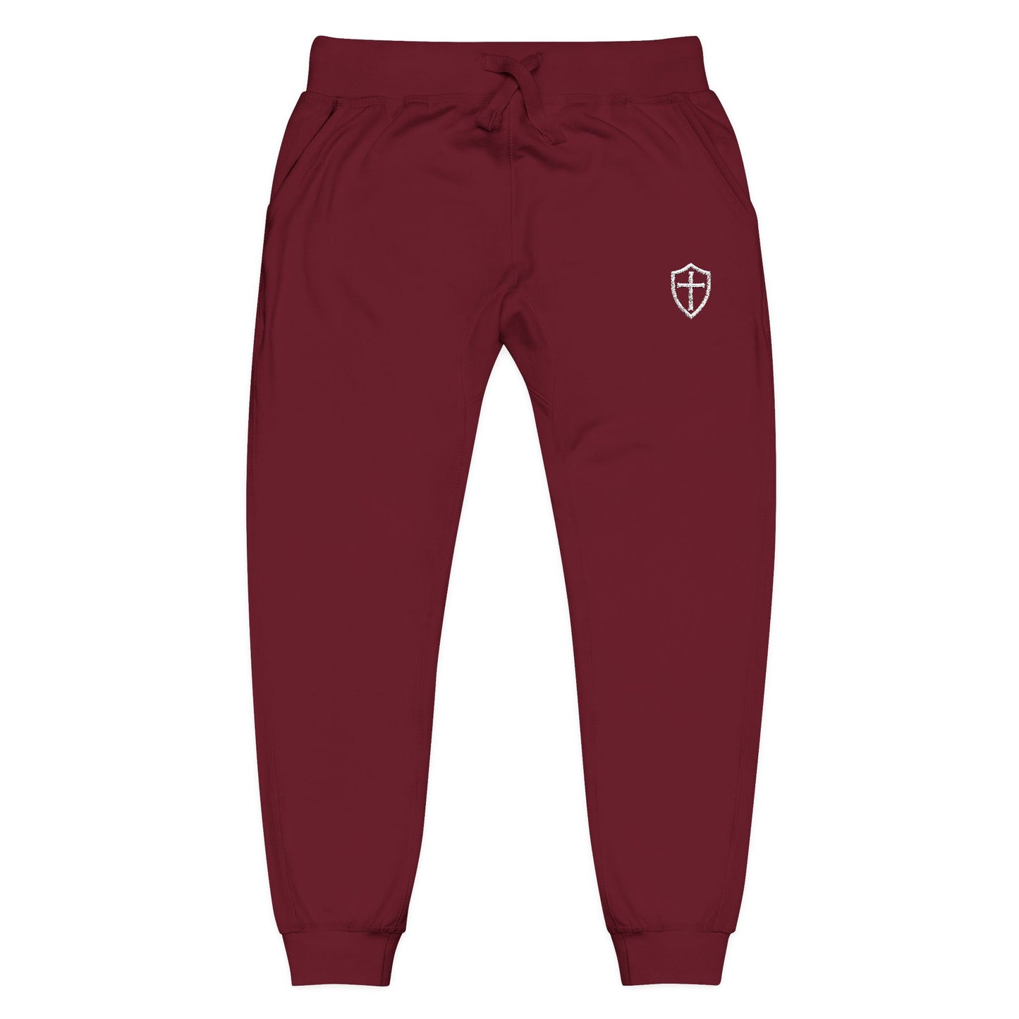Cross Shield Fleece Sweatpants with Embroidered Design