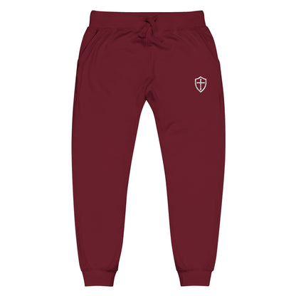 Cross Shield Fleece Sweatpants with Embroidered Design