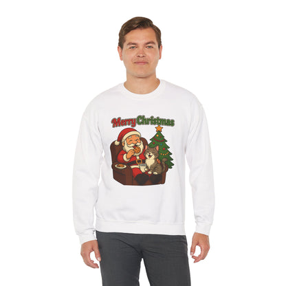 Merry Christmas Santa with Cat Crewneck