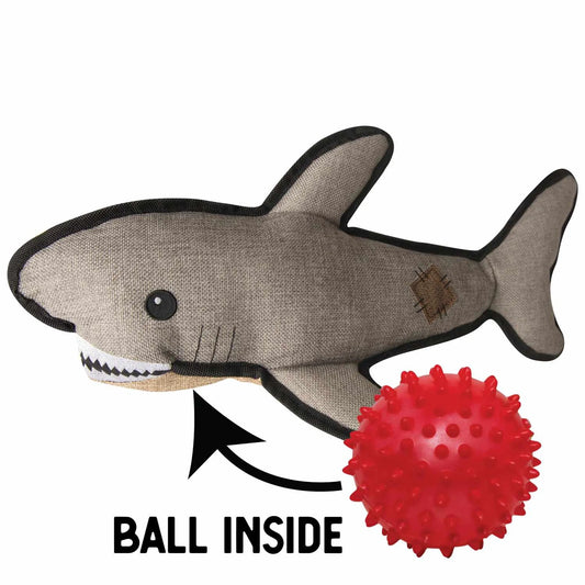 Shark w/ Rubber Spikey Ball Plush Dog Toy