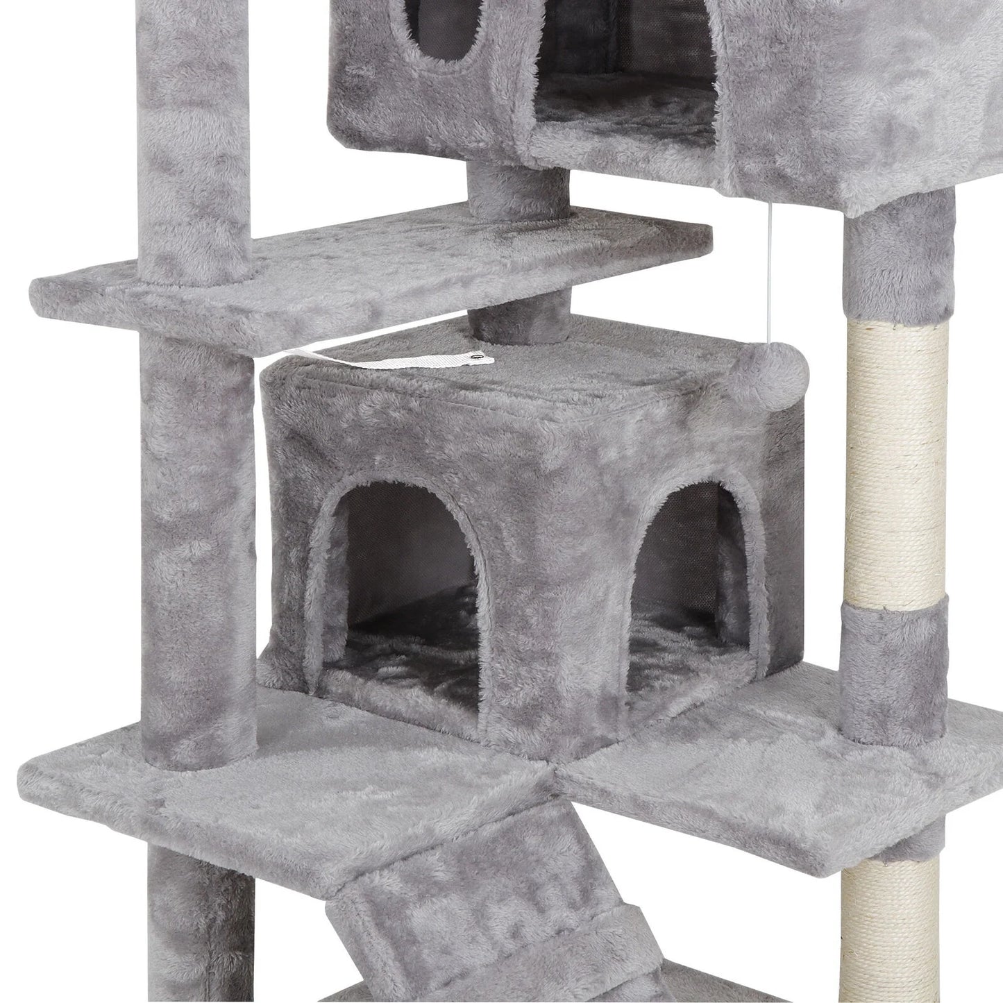 53" H Cat Tree Scratching Post Condo Tower Pet Kitty Playhouse W/ Cave & Ladders Indoor