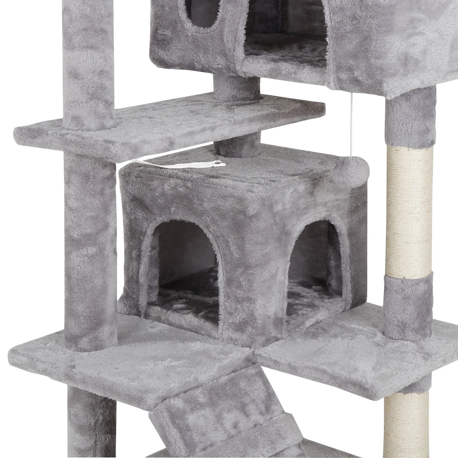 53" H Cat Tree Scratching Post Condo Tower Pet Kitty Playhouse W/ Cave & Ladders Indoor