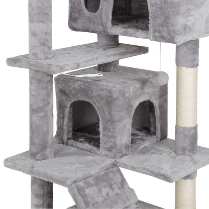 53" H Cat Tree Scratching Post Condo Tower Pet Kitty Playhouse W/ Cave & Ladders Indoor