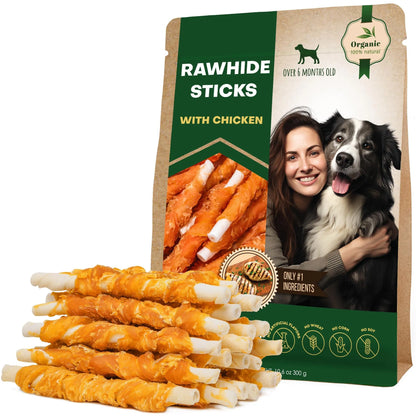 Dog Rawhide Sticks Wrapped with Chicken