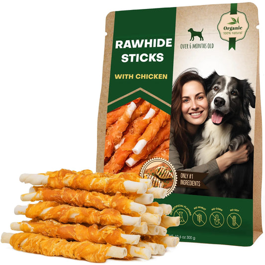 Dog Rawhide Sticks Wrapped with Chicken