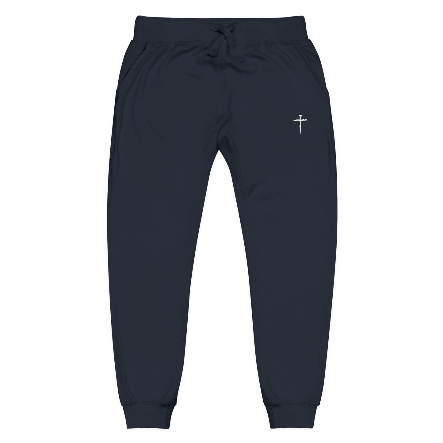 Nail Cross Embroidered Unisex Fleece Sweatpants