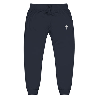 Nail Cross Embroidered Unisex Fleece Sweatpants