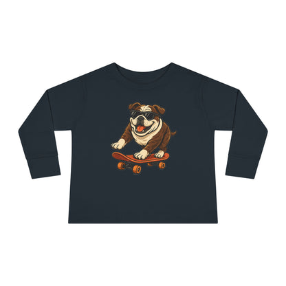 Skateboarding Dog Toddler Long Sleeve Tee