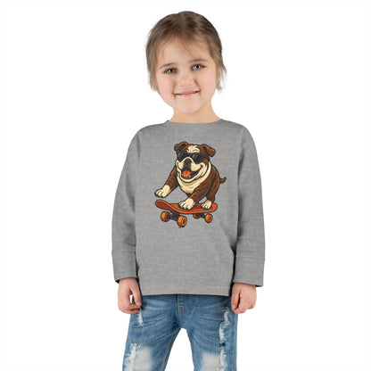 Skateboarding Dog Toddler Long Sleeve Tee