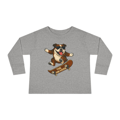 Skateboarding Dog Toddler Long Sleeve Tee