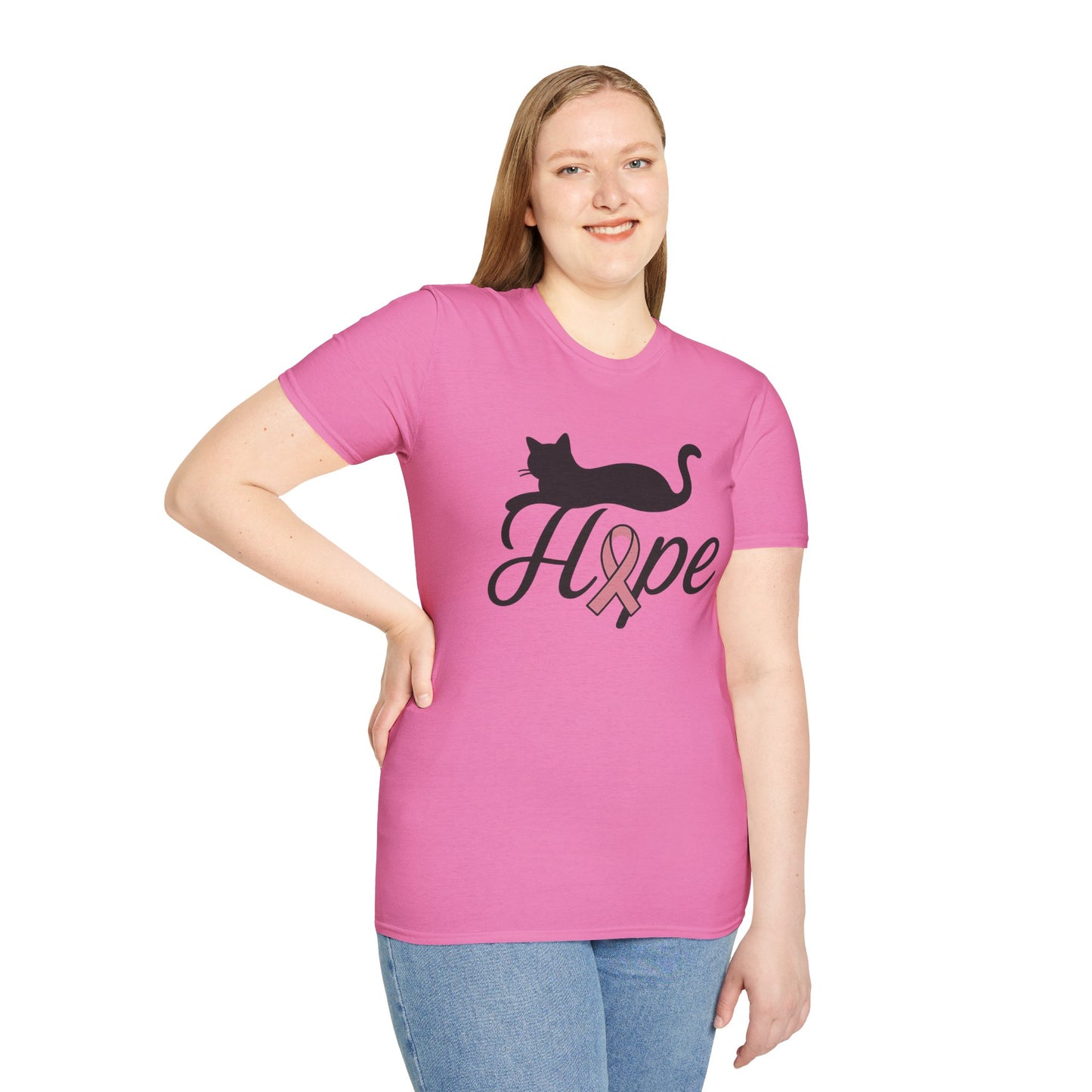 Hope Cat Breast Cancer Awareness T-Shirt