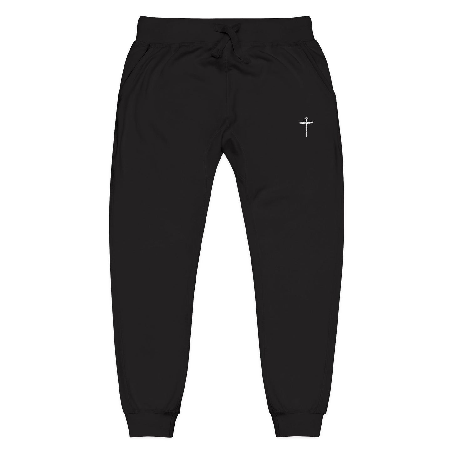 Nail Cross Embroidered Unisex Fleece Sweatpants