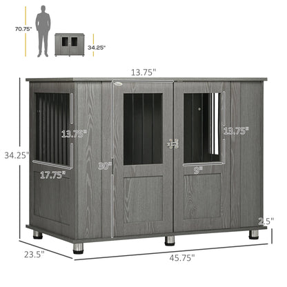 Dog Crate, Pet Cage Kennel, W/ Wooden Top, Windows, for XL Dogs