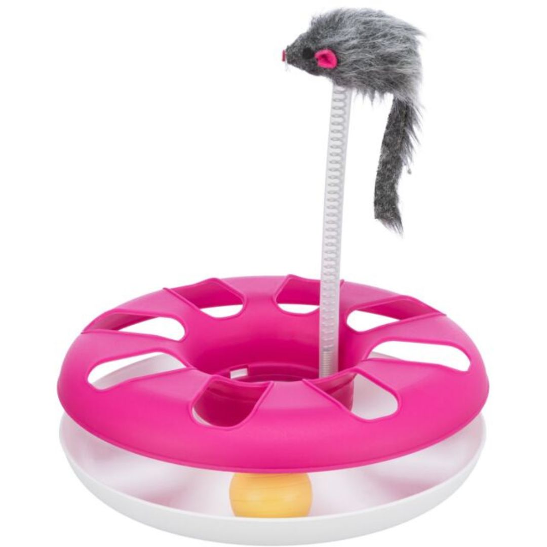 Trixie Cat Activity Crazy Circle With Plush Mouse Pink Default Title