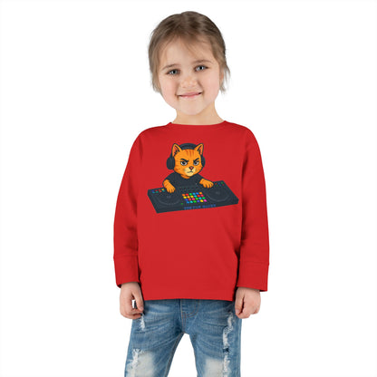 DJ Cat Toddler Long Sleeve Tee