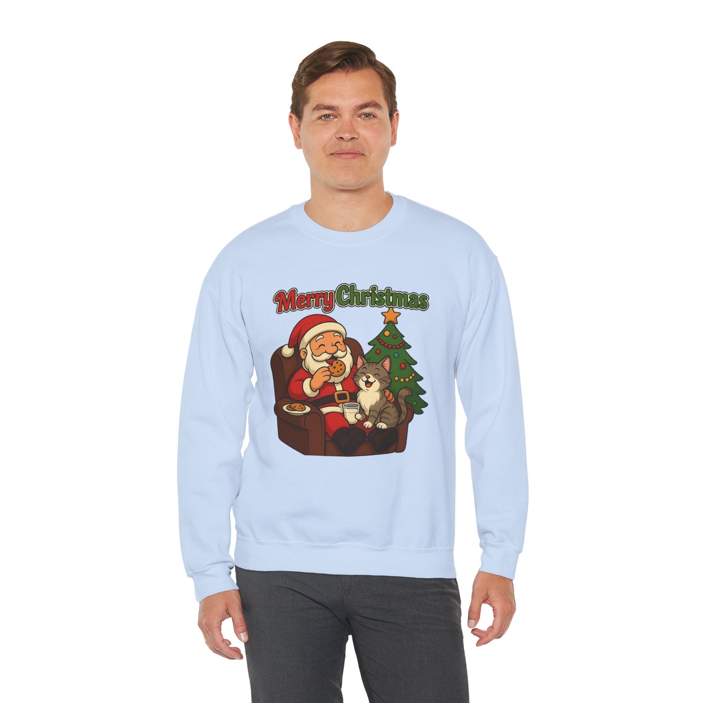Merry Christmas Santa with Cat Crewneck
