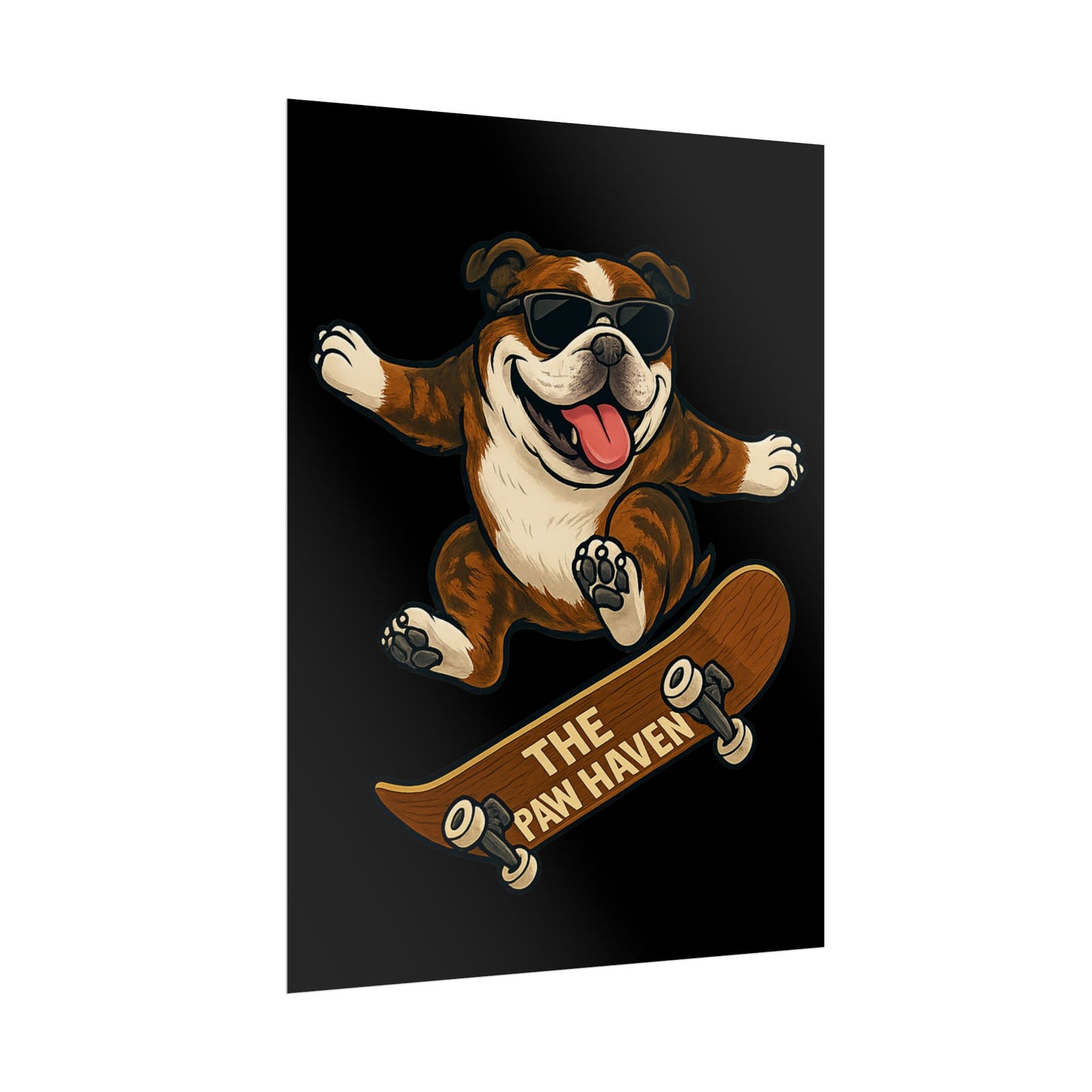 Skateboarding Bulldog Poster