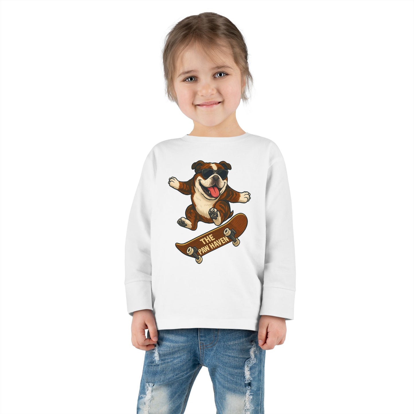 Skateboarding Dog Toddler Long Sleeve Tee