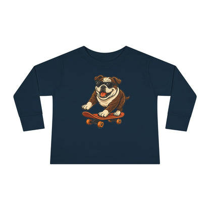 Skateboarding Dog Toddler Long Sleeve Tee