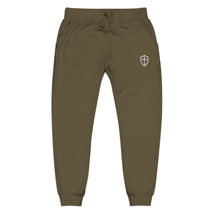 Cross Shield Fleece Sweatpants with Embroidered Design