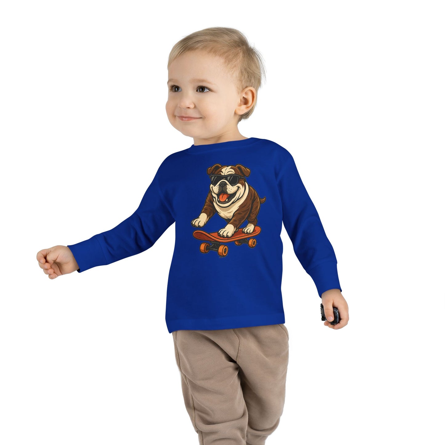 Skateboarding Dog Toddler Long Sleeve Tee