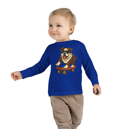 Skateboarding Dog Toddler Long Sleeve Tee