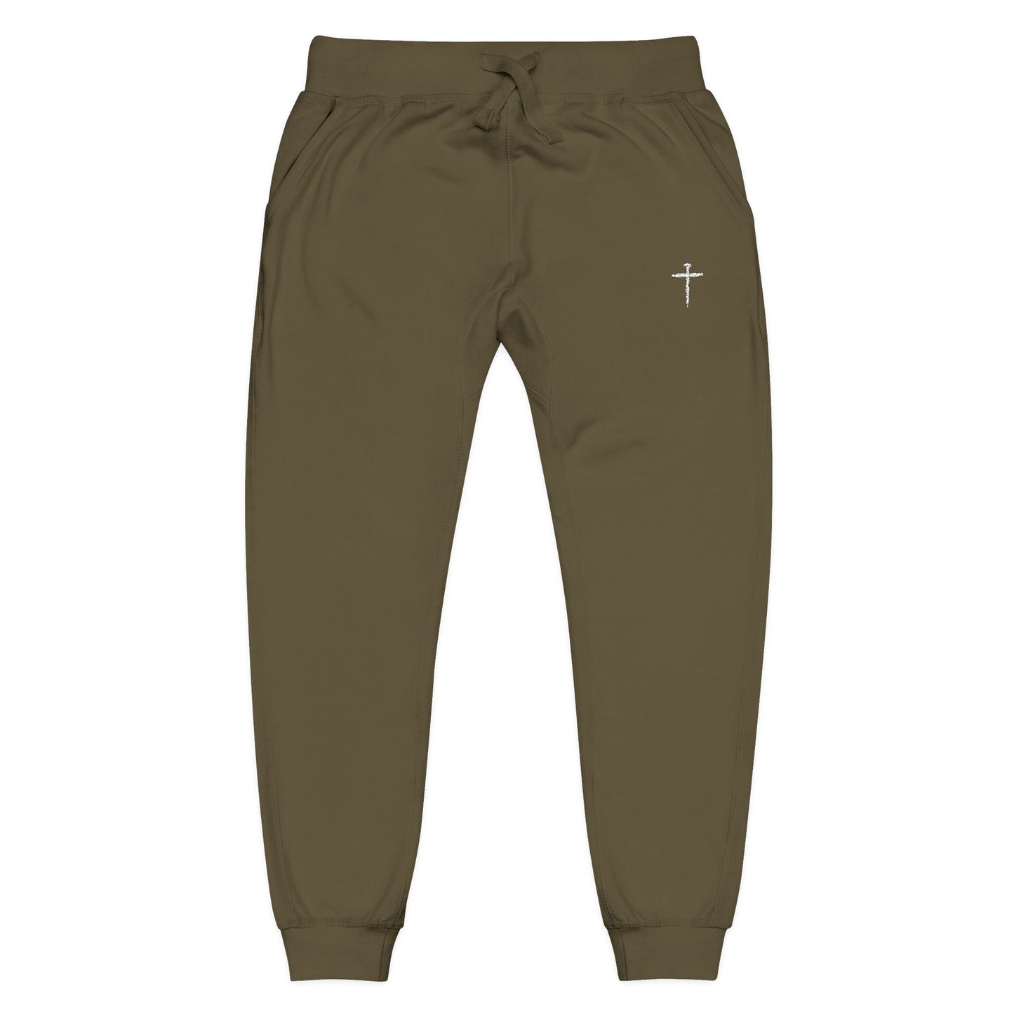 Nail Cross Embroidered Unisex Fleece Sweatpants