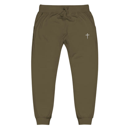 Nail Cross Embroidered Unisex Fleece Sweatpants