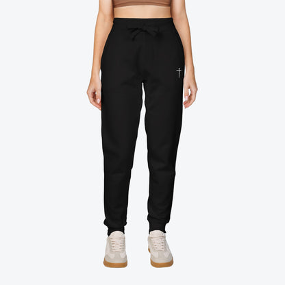 Nail Cross Embroidered Unisex Fleece Sweatpants