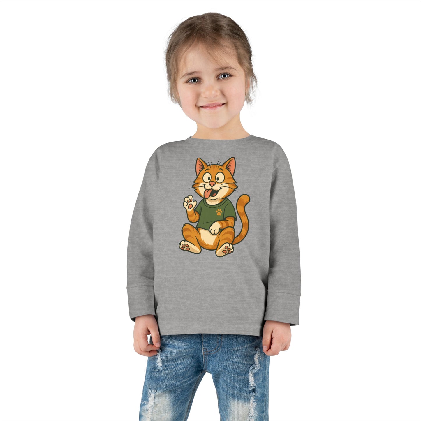 Goofy Cat Toddler Long Sleeve Tee