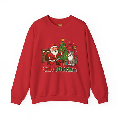 Merry Christmas Santa & Cat Holiday Crewneck