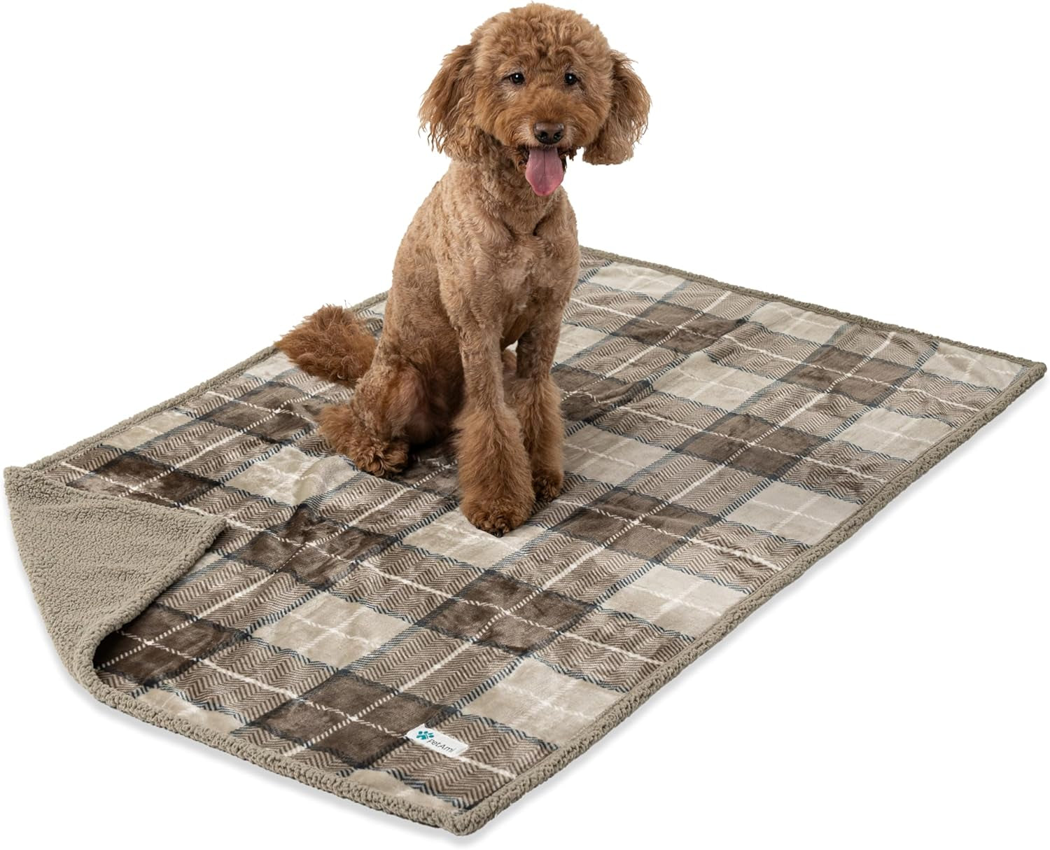 Waterproof Dog Blanket for Queen Bed Large XL Dog Throw for Couch Cover Leakproof Furniture Protection, Sherpa Fleece, Reversible Soft Washable 90X90 Light Gray