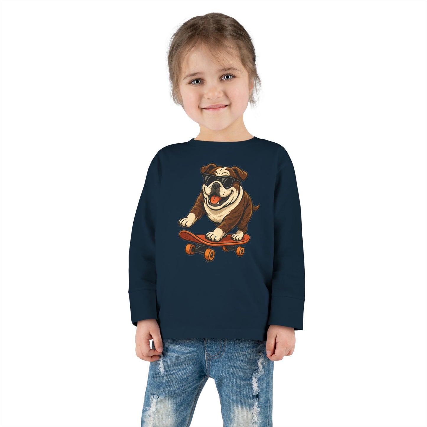 Skateboarding Dog Toddler Long Sleeve Tee