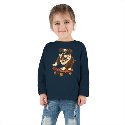Skateboarding Dog Toddler Long Sleeve Tee