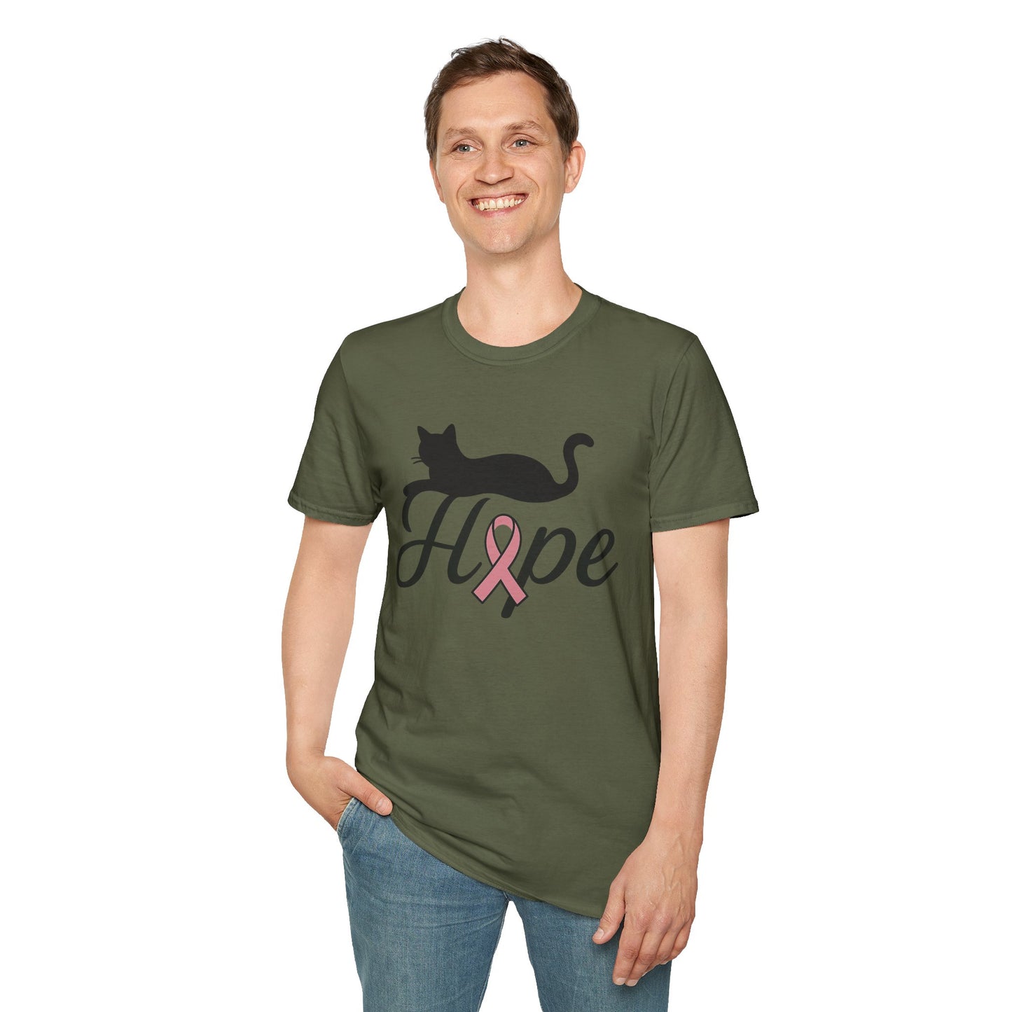 Hope Cat Breast Cancer Awareness T-Shirt