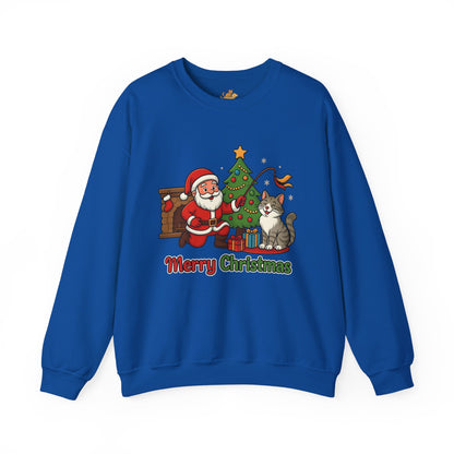 Merry Christmas Santa & Cat Holiday Crewneck